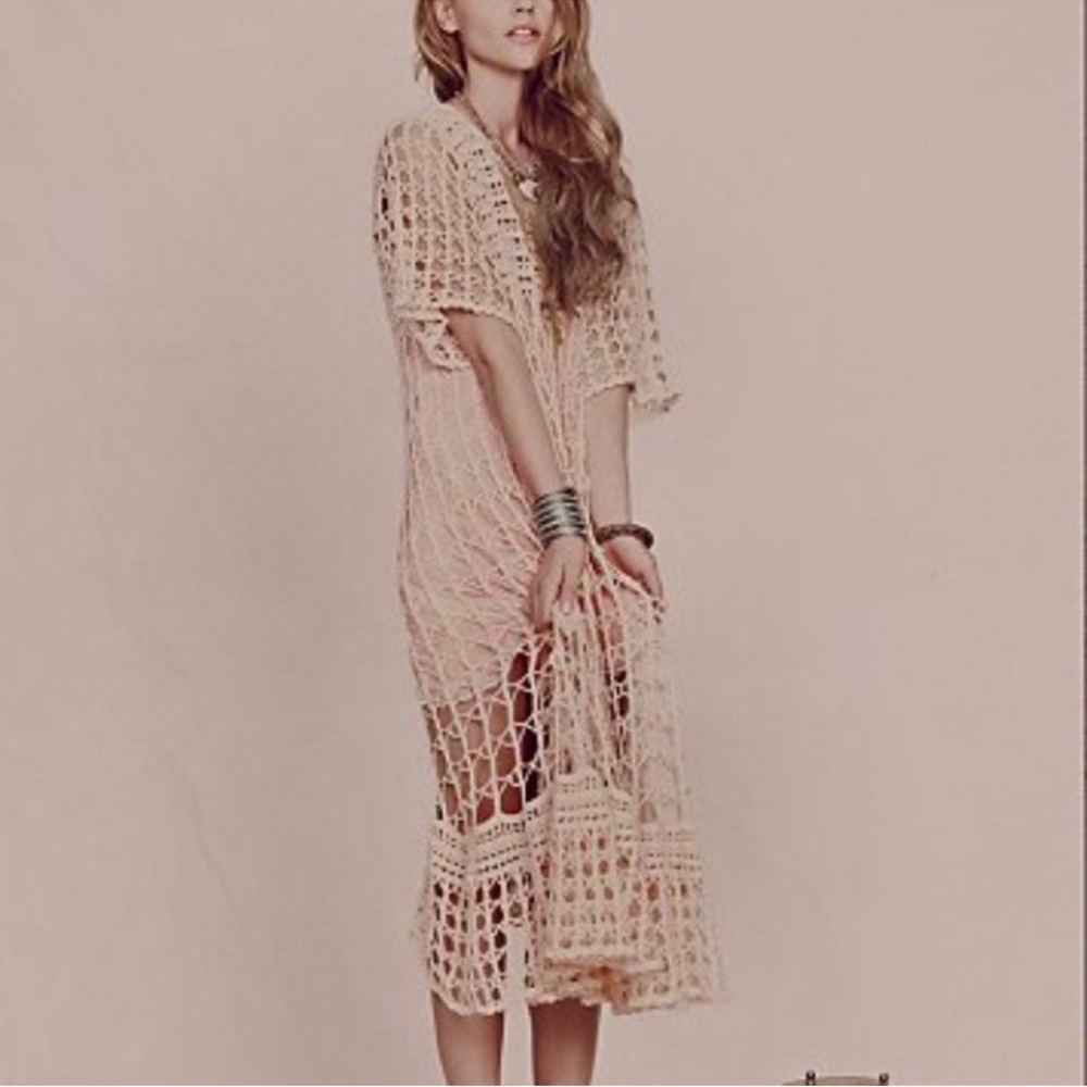Free People RARE New Romantics oversized crochet dress sz S - L